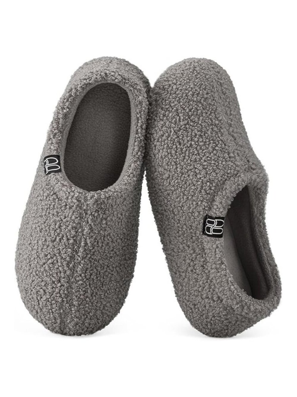 HomeTop Women's Fuzzy Curly Fur Memory Foam Loafer Slippers Fleece Lined Size 10